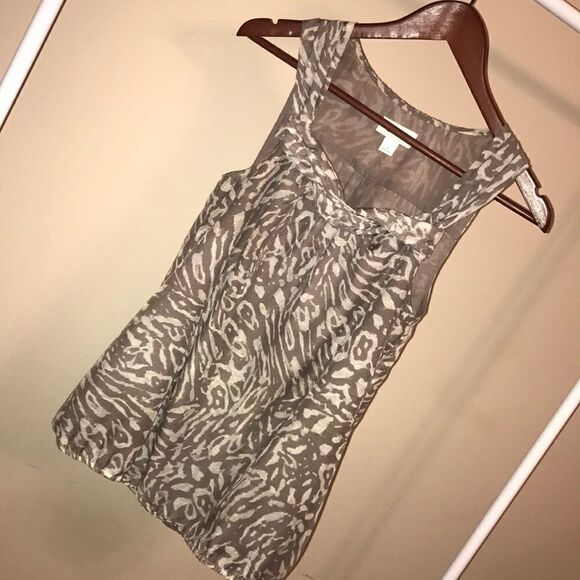 LOFT Grey Print Sleeveless Blouse - Size Small - Picture 1 of 7